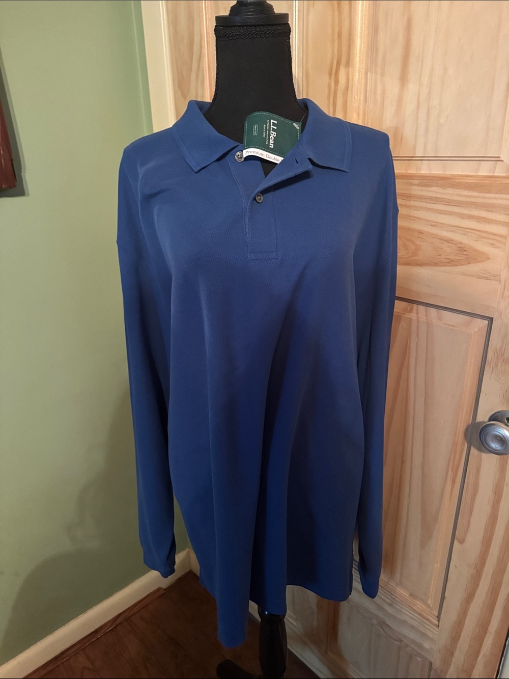 L.L. Bean Men's Long-Sleeve Polo in Royal Blue XL